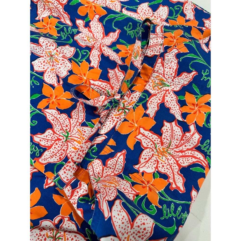 Vintage Lilly Pulitzer The Lilly Floral Wrap Skirt Blue Orange Lily XL W3218 - Picture 3 of 8